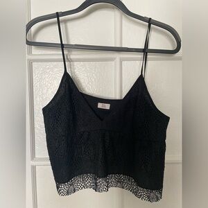 Aritzia - Little Moon - Black Tank Top (Lace overlay) - Size M